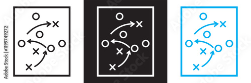 Soccer game strategy and tactic plan line icon. isolated on white and black background. vector illustration. EPS 10