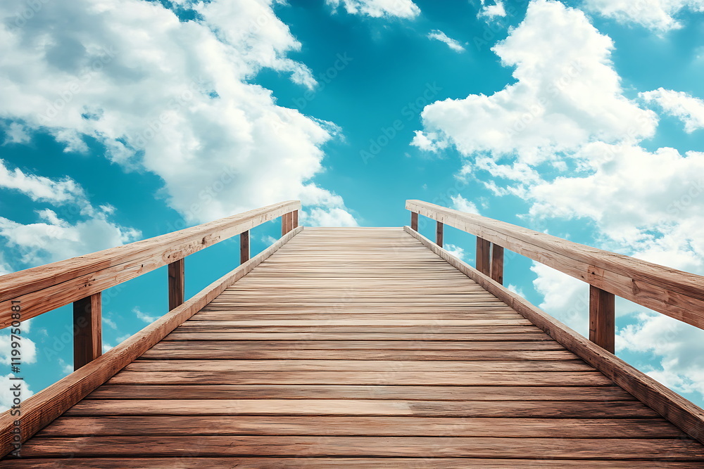 Obraz premium Wooden bridge leading to the sky