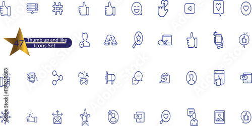 Thumb-up icon set. It includes like, favorite, admire, endorse, and more icons.