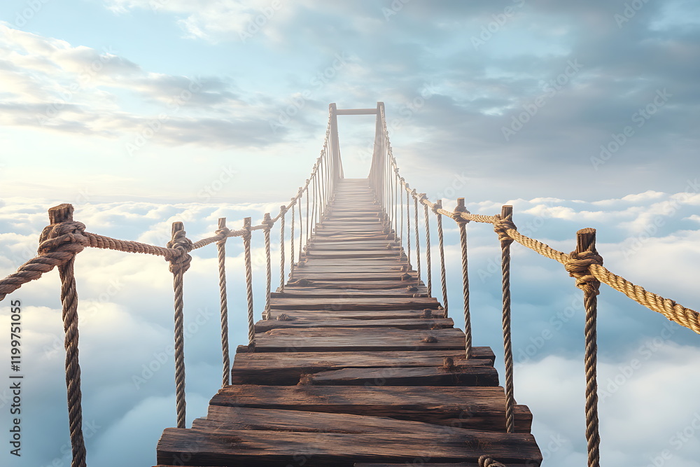 Obraz premium Wooden bridge leading to the sky