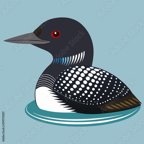 vector illustration of a duck common loon