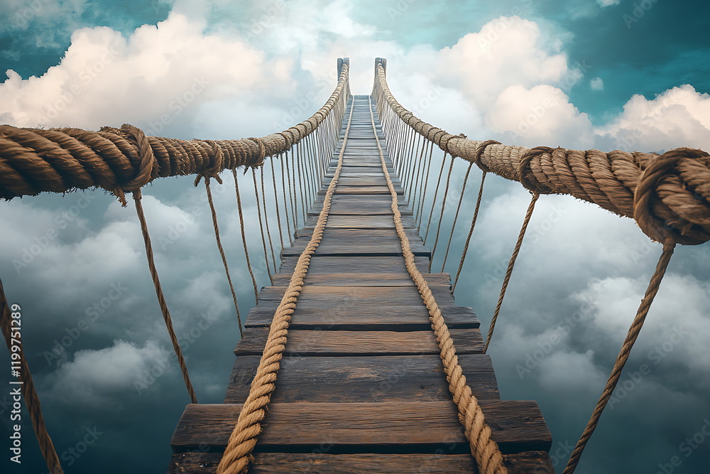 Obraz premium Wooden bridge leading to the sky