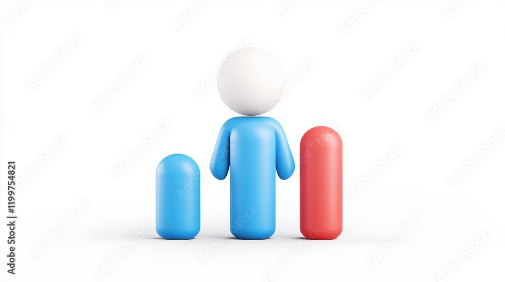 A minimalist illustration featuring three stylized figures in blue and red, representing growth, comparison, or diversity. A minimalist illustration featuring three stylized figures in blue and red, representing growth, comparison, or diversity.