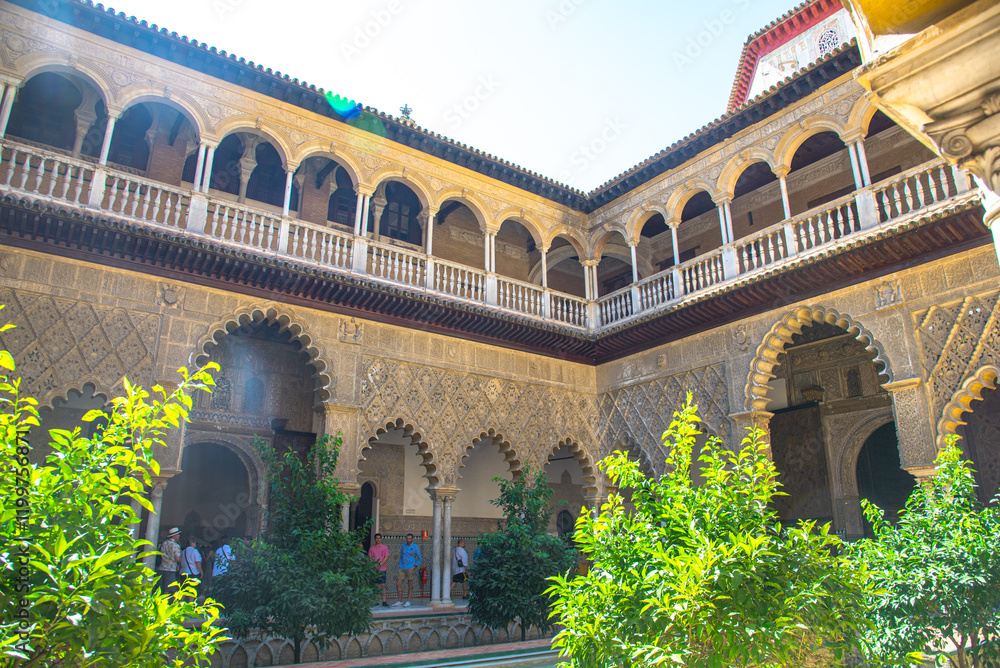 Obraz premium Groto in the gardens of Royal palace of Alcazar Seville Andelusia Spain
