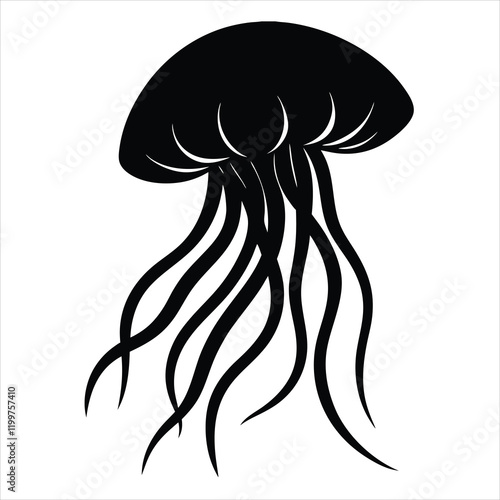 Jellyfish Silhouette vector art and illustration