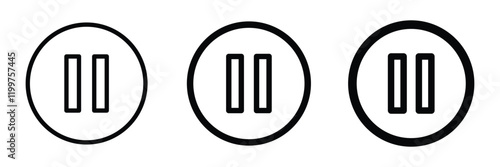 Pause button icon design. Flat design pause icon. Pause icon set for multimedia applications.