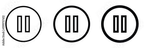 Pause button icon design. Flat design pause icon. Pause icon set for multimedia applications.