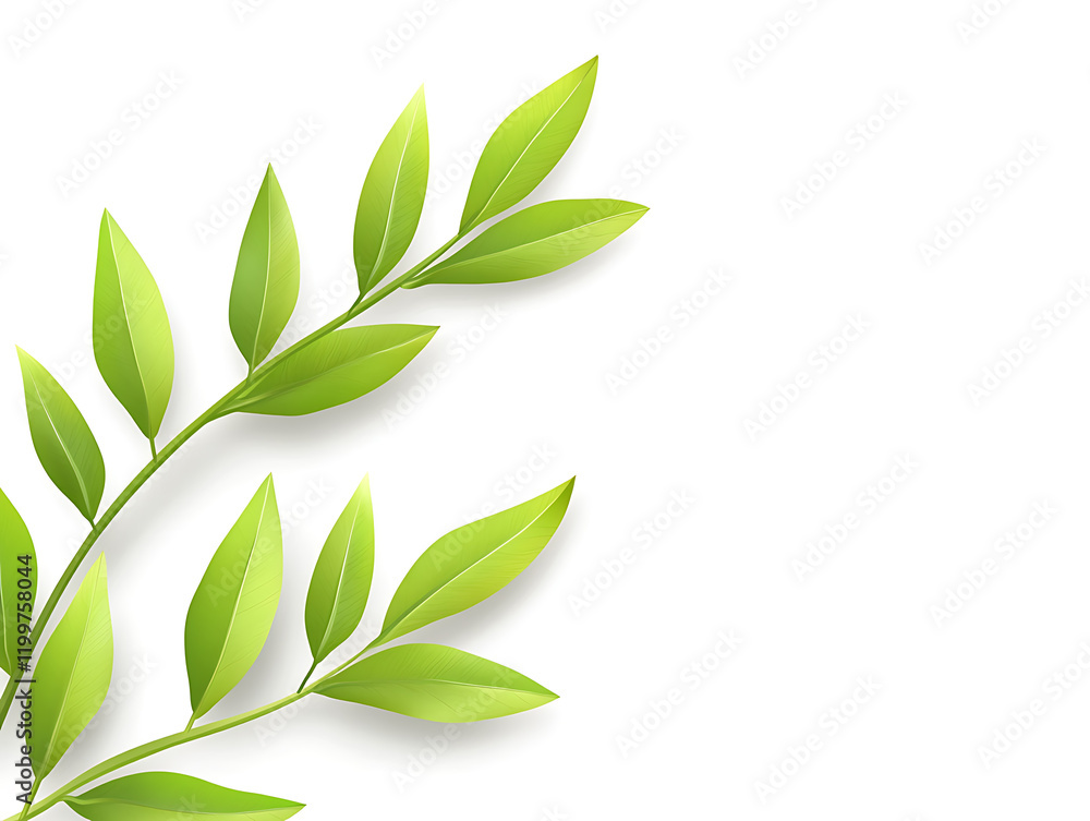 Obraz premium Fresh Green Leaves Branch Illustration Nature Design