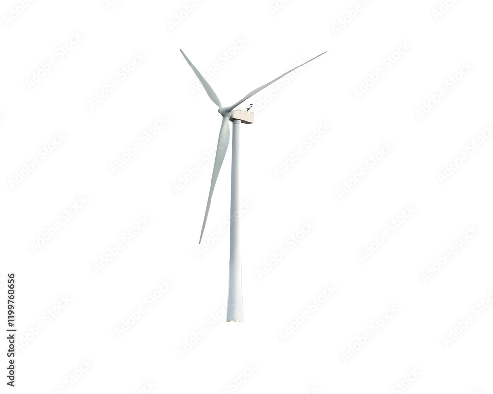 Wind turbine stand on transparent background, clean energy symbol, eco-friendly solution Wind turbine stand on transparent background, clean energy symbol, eco-friendly solution