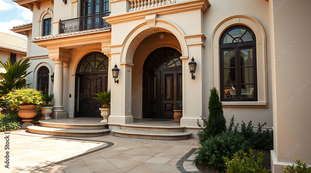 Fototapeta premium Magnificent Mediterranean Mansion: A Masterpiece of Architectural Design
