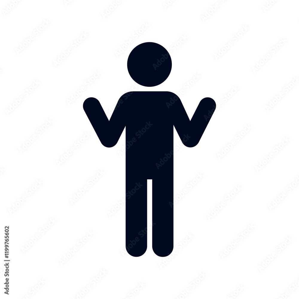 Shrugging Person Icon Silhouette on White Background Shrugging Person Icon Silhouette on White Background