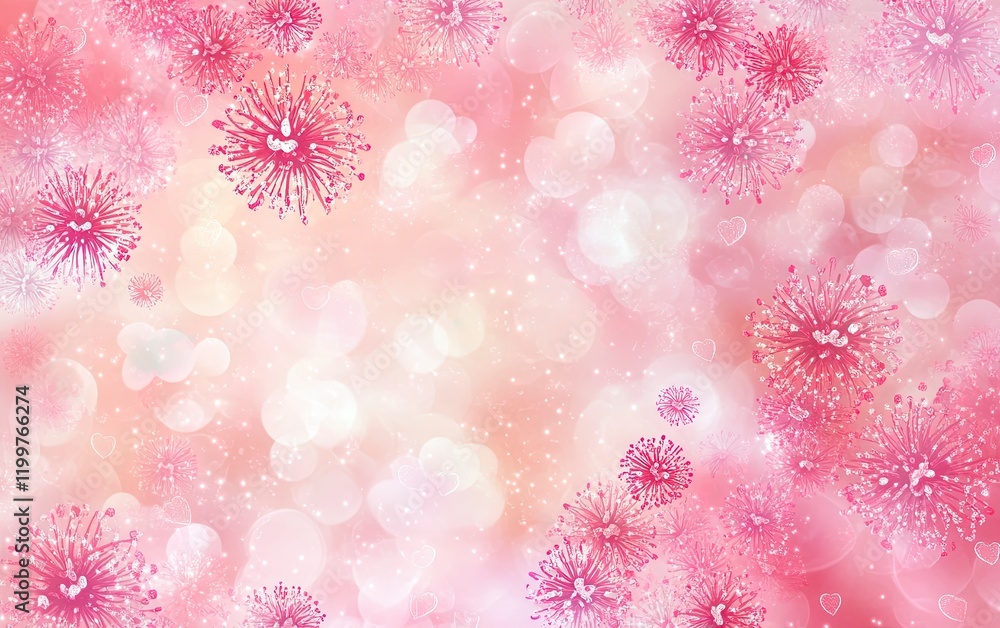 Abstract pink background with hearts and stars for Valentine's Day. Vector illustration of a love pattern design, pastel-colored wallpaper with a bokeh effect. Background with copy space for. Abstract pink background with hearts and stars for Valentine's Day. Vector illustration of a love pattern design, pastel-colored wallpaper with a bokeh effect. Background with copy space for.
