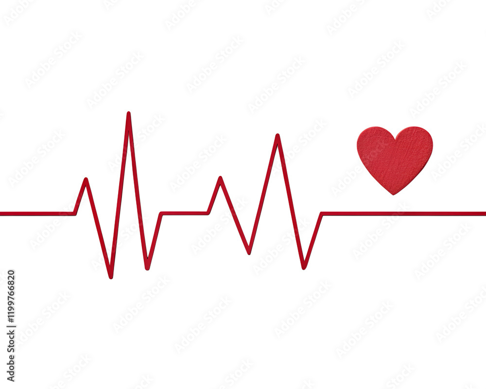 Heart rate signal line with heart on white background, pulse line, heart rate monitoring Heart rate signal line with heart on white background, pulse line, heart rate monitoring