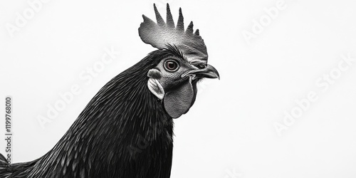 A detailed illustration of a rooster's head, with a split effect showing two sides. photo