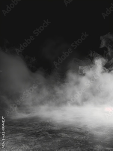 An ominous fog or smoke obscures the background, creating an atmosphere of mystery and danger.