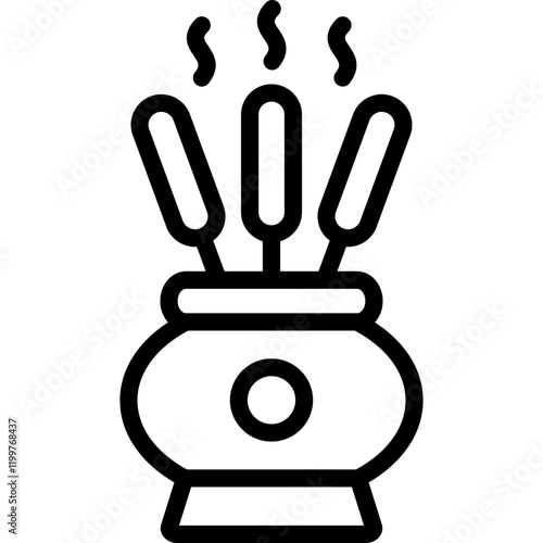 incense icon illustration design with outline