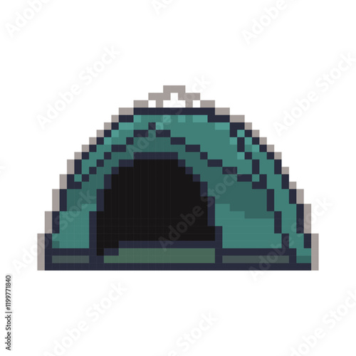 Camping tent outdoor pixel art