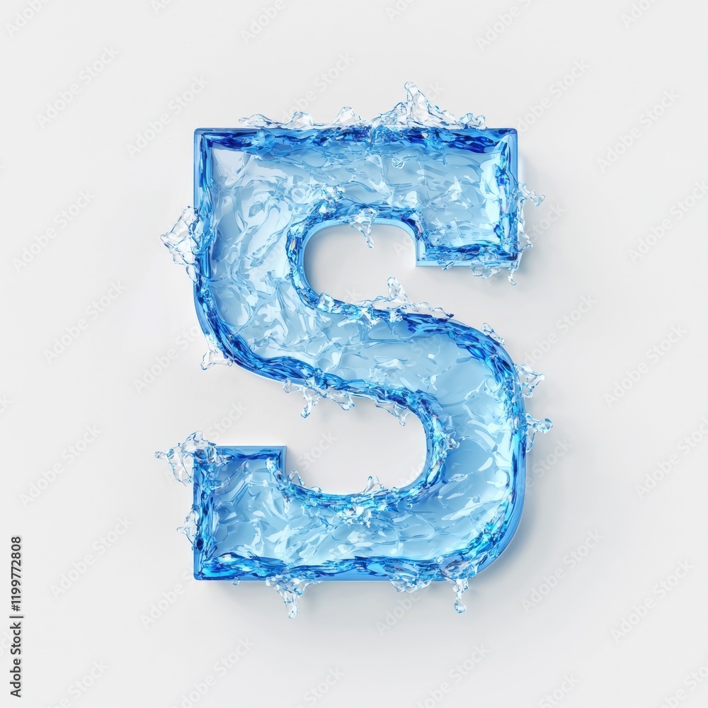 Water Letter S 3D Render of a Crystal-Clear Water Alphabet Water Letter S 3D Render of a Crystal-Clear Water Alphabet