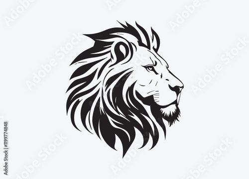 Hand drawn animal lion silhouette