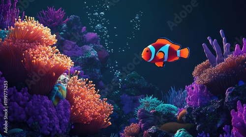 Wallpaper Mural Clownfish Gracefully Swimming Amid Coral Torontodigital.ca