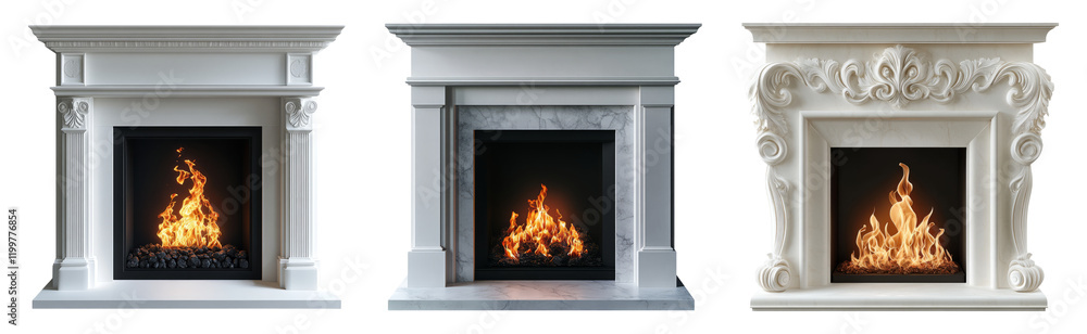 Elegant Fireplace Designs Isolated on Transparent Background Elegant Fireplace Designs Isolated on Transparent Background