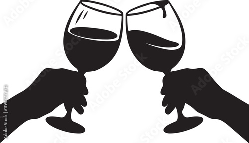 Two glasses wine cheers with wineglasses vector image