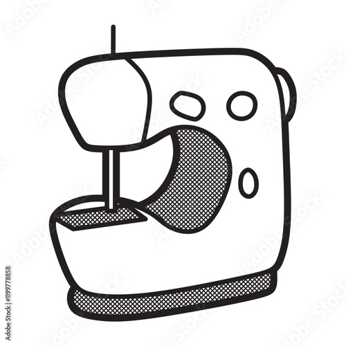 black and white image, portable sewing machine vector