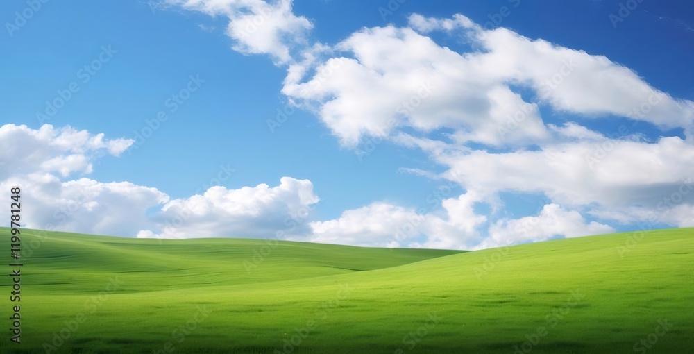 Rolling green hills under a bright blue sky. Rolling green hills under a bright blue sky.
