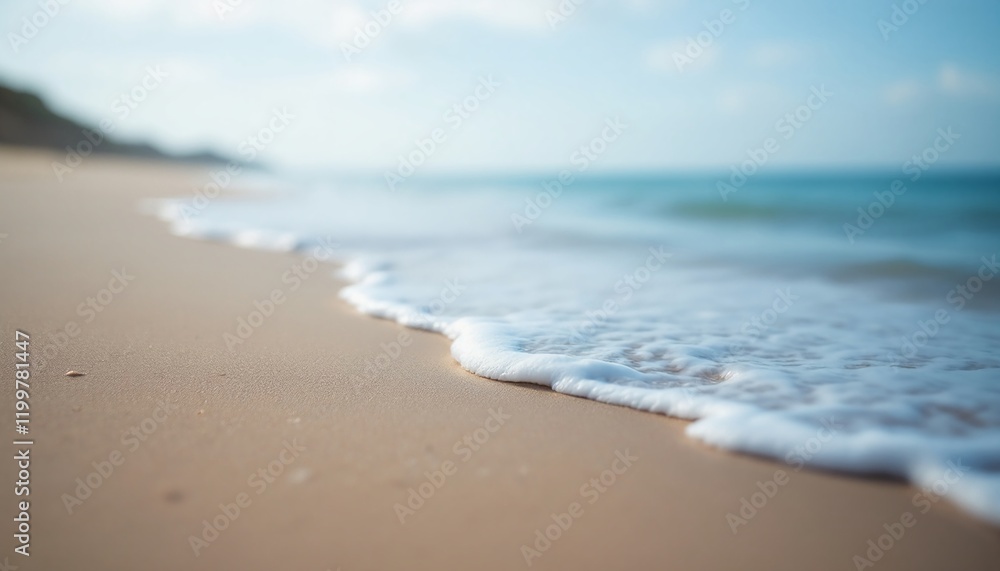 Gentle Waves on Sandy Beach with Tranquil Atmosphere