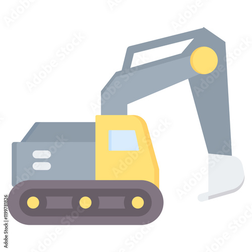Excavator Flat Icon