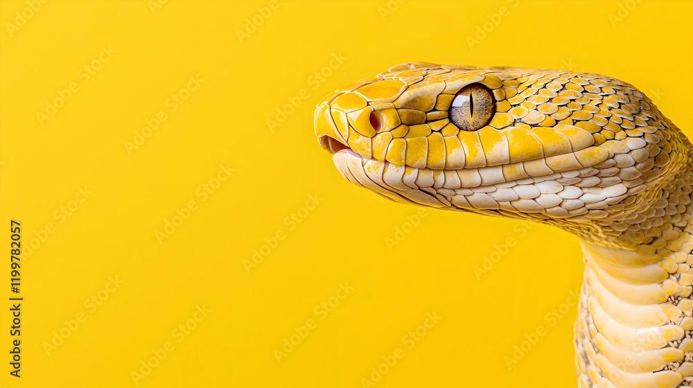 Fototapeta premium Bright Yellow Snake on Vibrant Yellow Background