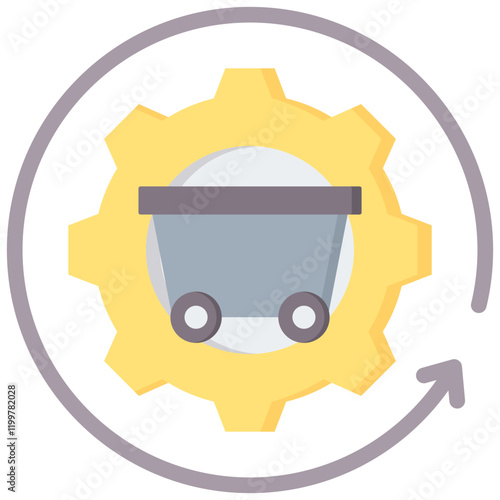 Quarrying Process Flat Icon