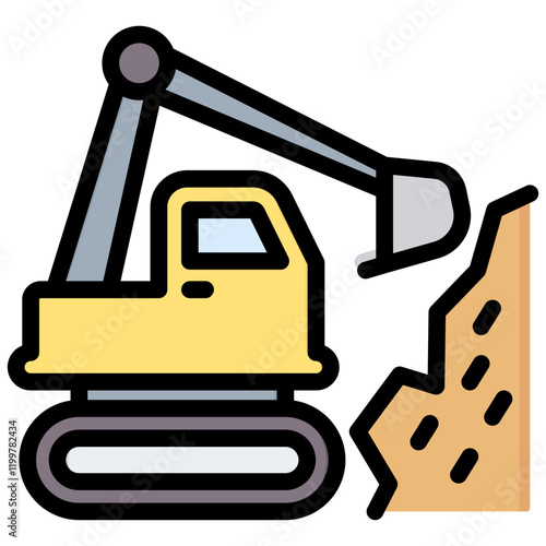 Excavation Outline Color Icon