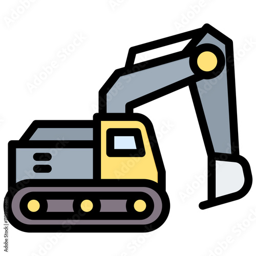 Excavator Outline Color Icon