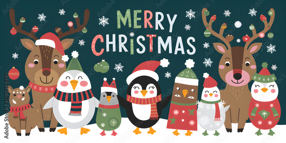 Quirky Holiday Animals Merry Christmas Card Quirky Holiday Animals Merry Christmas Card