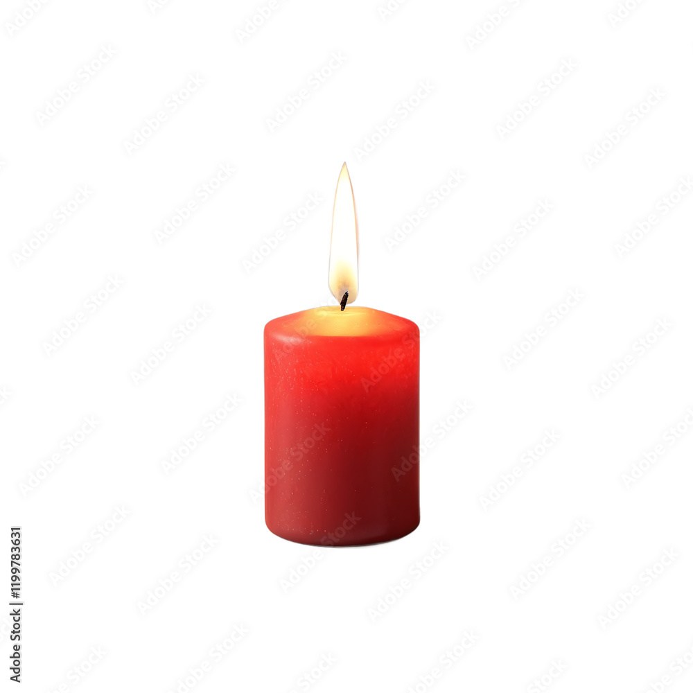 Red burning candle isolated on a white or transparent background Red burning candle isolated on a white or transparent background