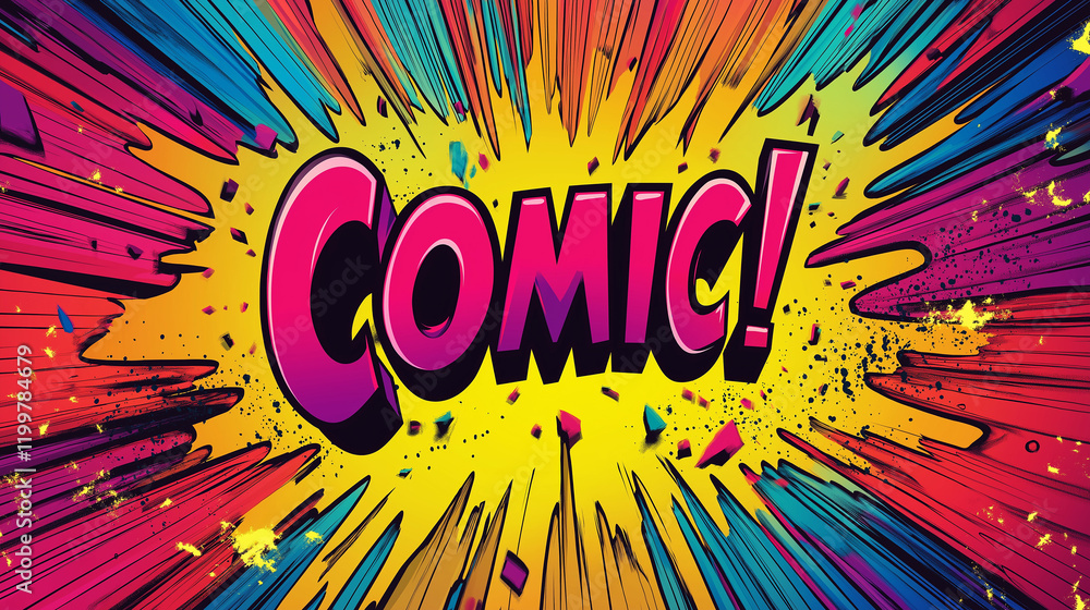 Pop art Comic! text. Colorful background in pop art retro comic style. Pop art Comic! text. Colorful background in pop art retro comic style.