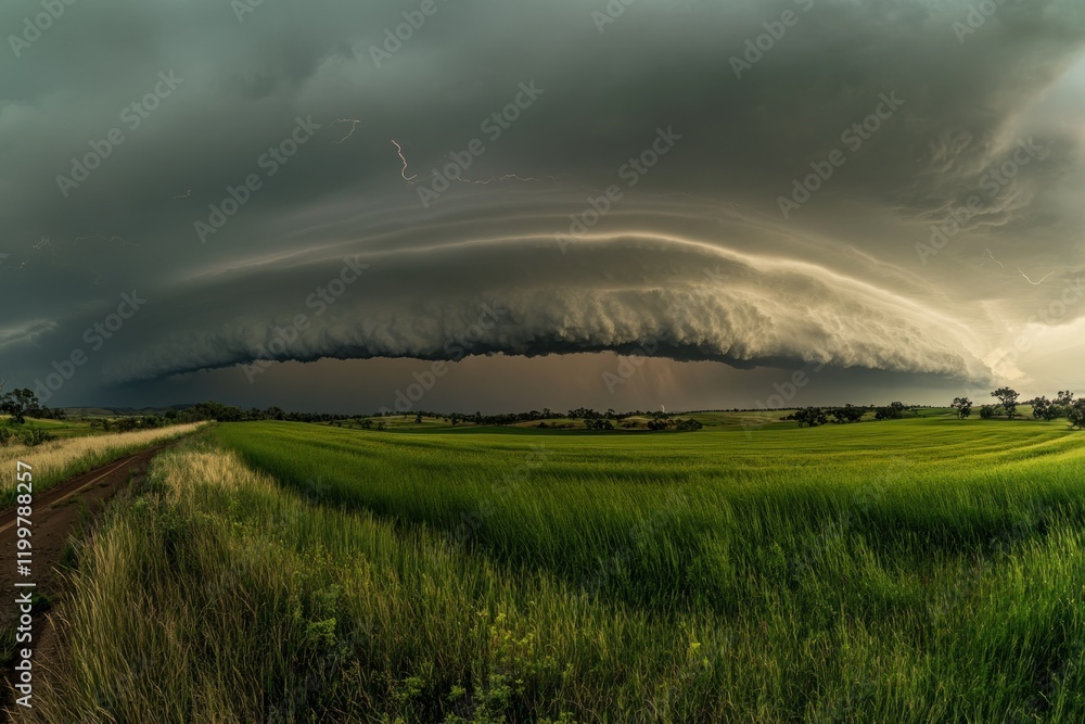 Dramatic Storm Cloud Over Green Landscape Dramatic Storm Cloud Over Green Landscape