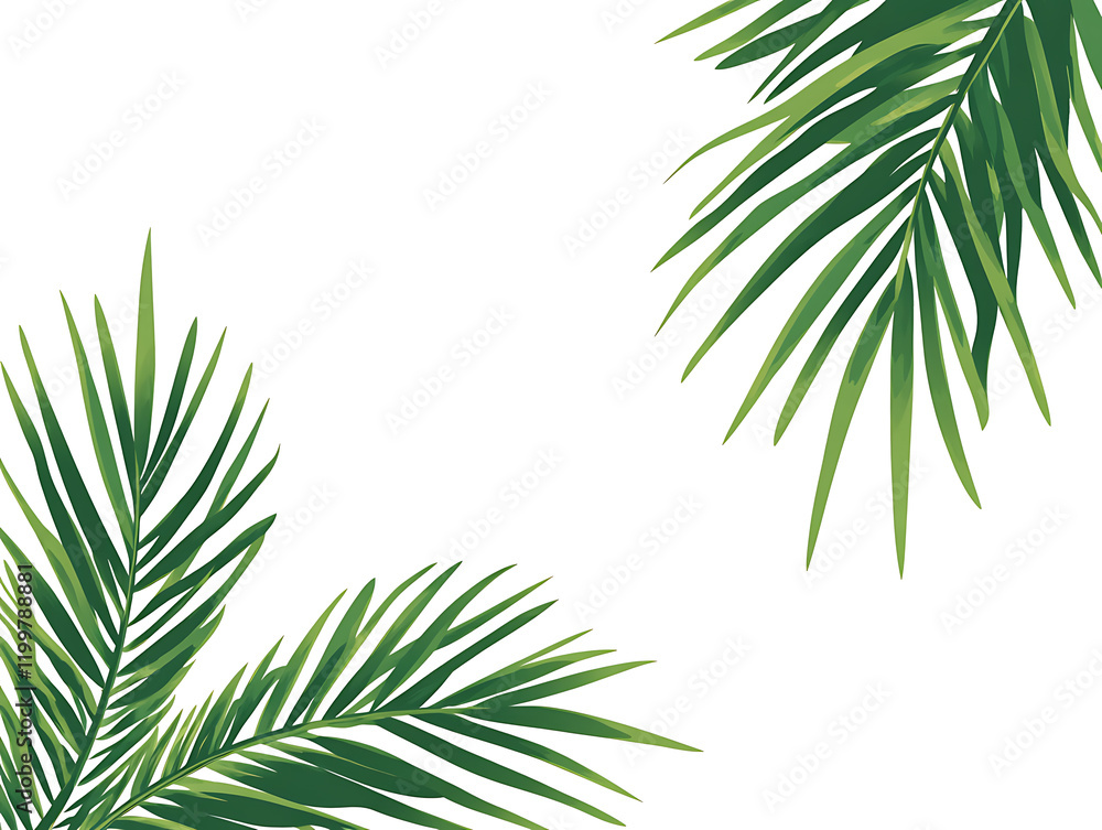 Lush Green Palm Leaves Tropical Design Element Lush Green Palm Leaves Tropical Design Element