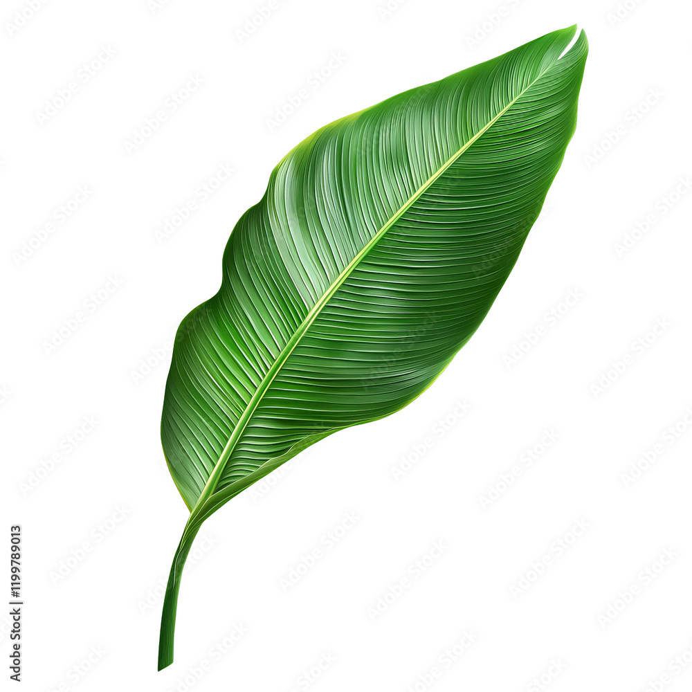 Fototapeta premium Tropical Green Leaf with Detailed Texture and Curved Shape for Design Use