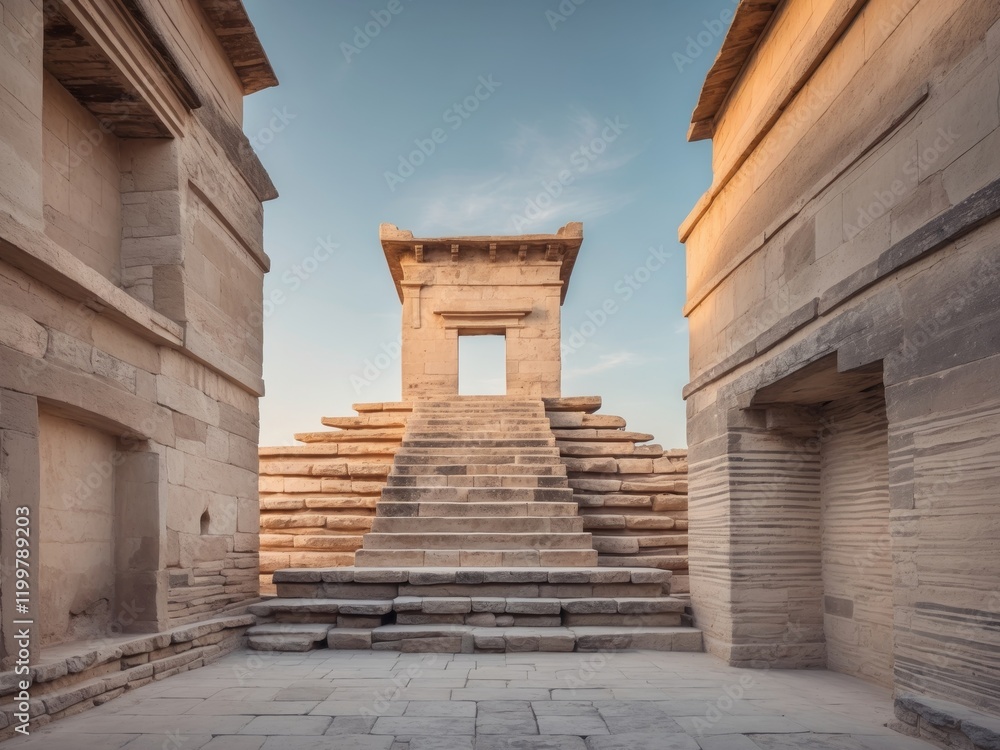 Fototapeta premium Ancient Historical Stone Structures and Terraced Well.