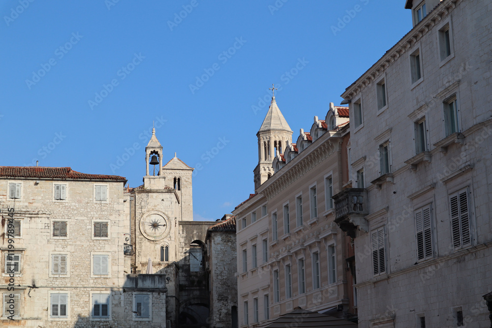 Obraz premium People's Square, created in the Middle Ages, is located in the center of Split. Dalmatia, Croatia.