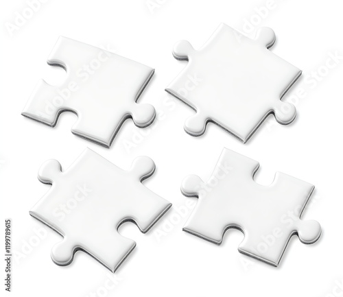white puzzle pieces on the table on white background