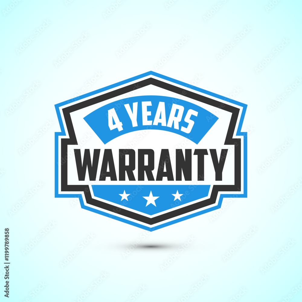 Obraz premium Advertising 4 years warranty emblem for label, icon, logo, badge, symbol