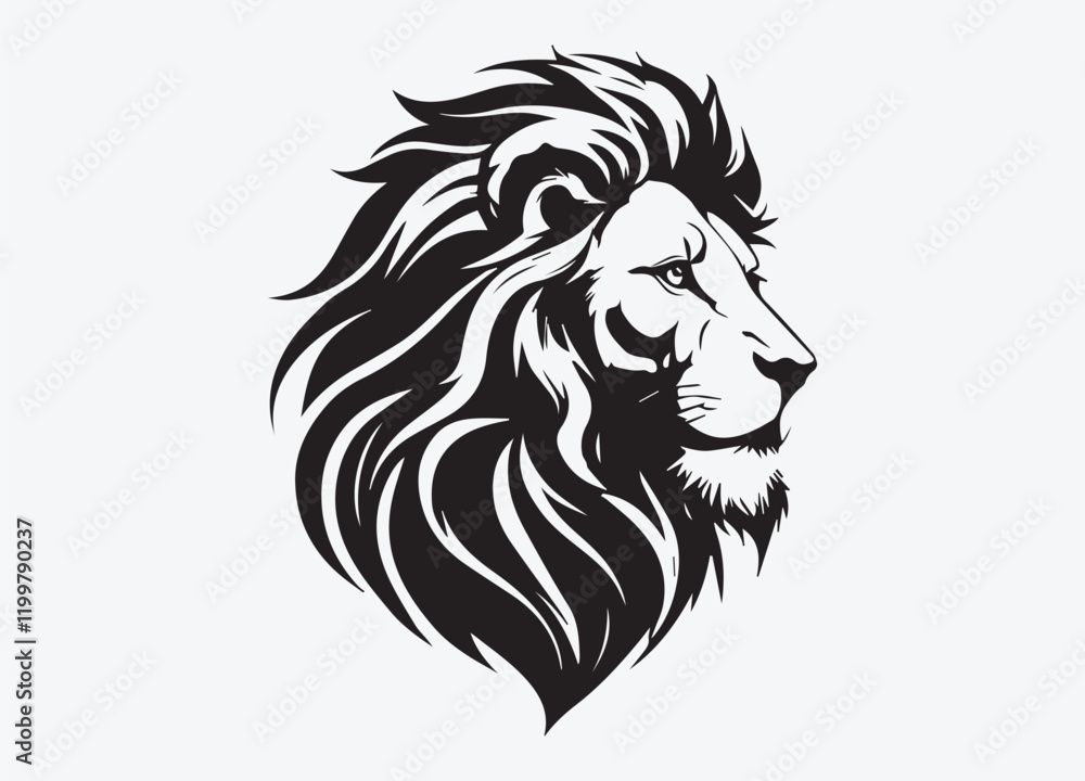 Fototapeta premium Hand drawn animal lion silhouette