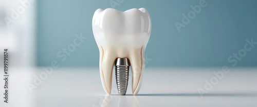 Detailed close-up of a tooth implant on a clean background. photo