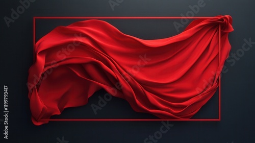 Flowing Red Silk within a Crimson Frame