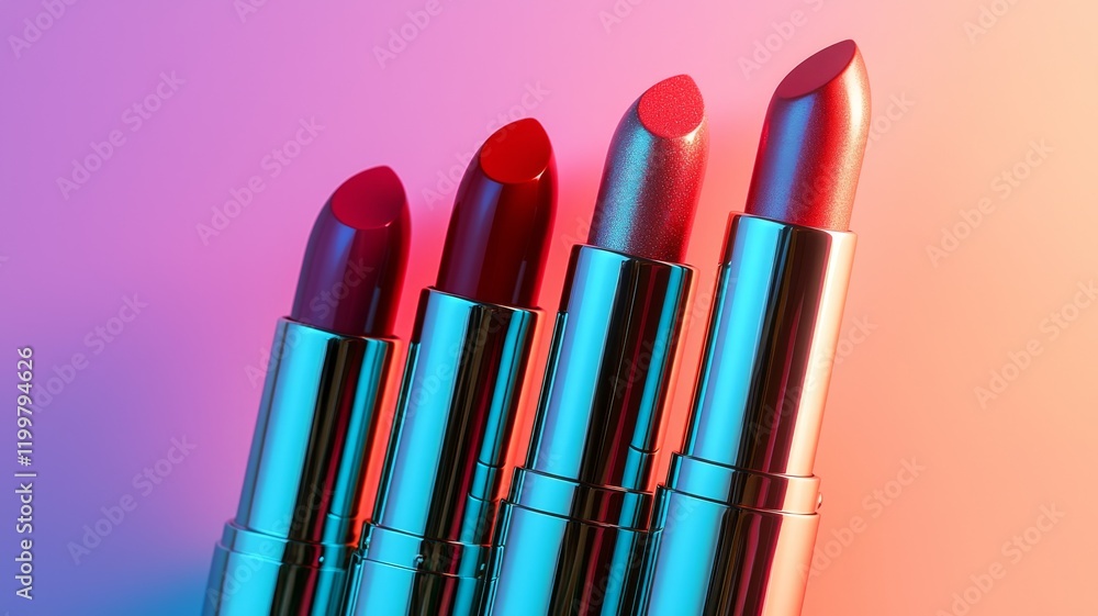 Obraz premium Glamorous Red Lipsticks on Colorful Background