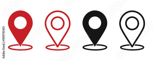 colorful location icon set map pointer pin sign symbol solid and outline designs place address navigation locator sign vector illustration
