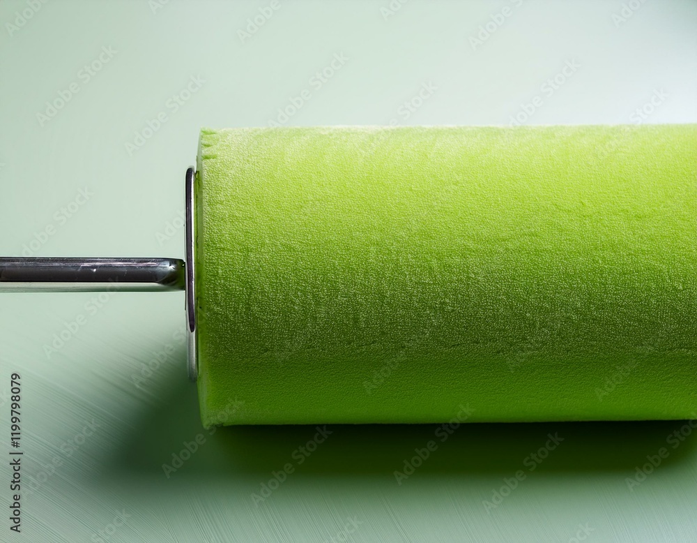 Obraz premium close up of a light green cylindrical object with a textured surface resembling a roller possibly used for painting or applying materials